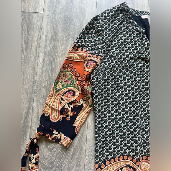Forever 21 boho paisley printed long sleeve mini shift dress . Size M - Picture 5 of 12